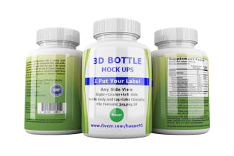 put your label on 3d supplement bottle mock ups