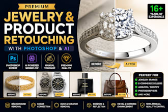 premium jewelry and product retouching with photoshop and ai