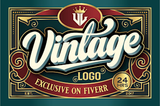 do retro vintage hand lettered vector logo in 24 hours