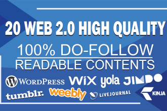 create 20 high quality seo contextual backlinks web 20