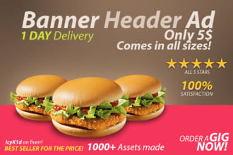 design professional web banner, header ad