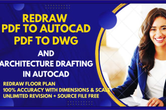 draw pdf to cad or dwg and redraw floor plan in autocad