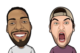 draw funny cartoon character, caricature, logo, portrait