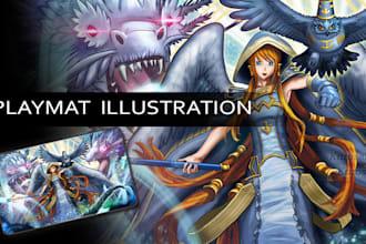 do playmat illustration in anime or semi anime style