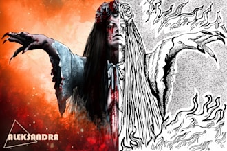 draw fantasy or dark creepy horror art illustration