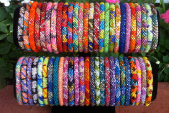 send a handmade in nepal glass seed bead roll on crochet bracelet