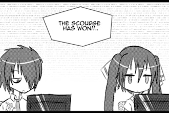 make a 4 panel toned manga or comic page