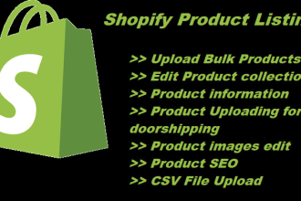 do your shopify product upload with descriptions and images