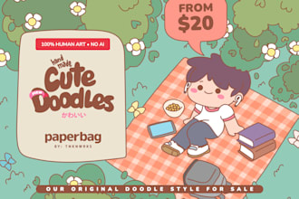 design a cute kawaii doodles pack or seamless vector pattern