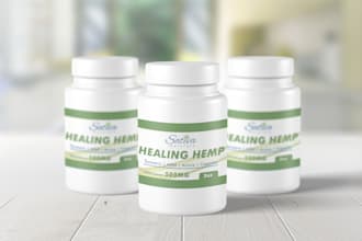 do 3d photorealistic supplement bottle design and mockups