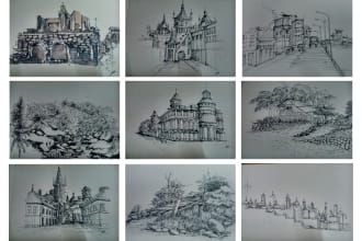 hand drawing line drawing or pencil sketch in my style