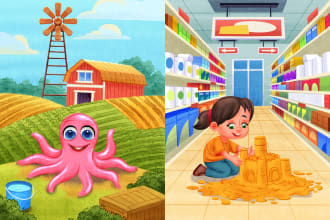 make awesome children story book illustrations for you