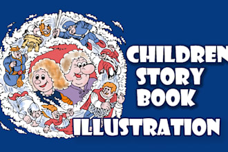 create awesome children book illustration in doodle style
