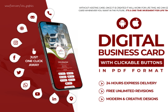 design mobile digital business card, printable card in 24 hours