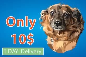 draw a high quality vector portrait of your dog cat  pets