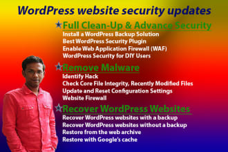 update wordpress security, remove malware, recover hacked