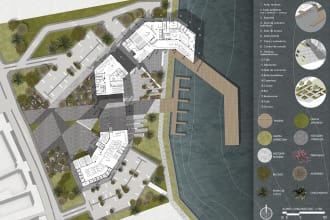 color render architectural plan, section, or elevation
