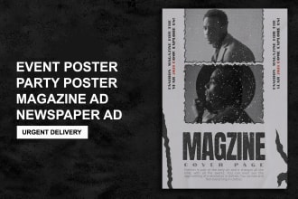 design stunning event and party, magazine or newspaper ad