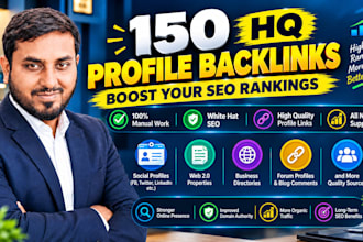 do 150 HQ social media profile backlinks SEO link building