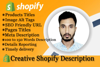 write shopify description, shopify product description, shopify SEO descriptions