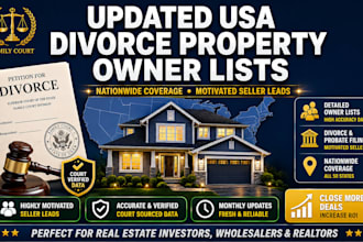 provide updated divorce property owners list in USA