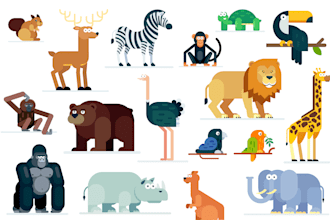 draw animals illustrations in flatdesigns