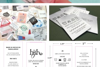 design clothing label, care label, size label