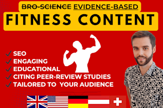 write scientific, SEO fitness content in german or english