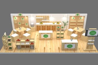 rendering 3d booth exhibition hight quality
