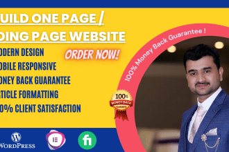 build one page or landing page website in wordpress