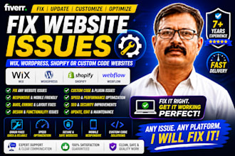 fix issues in wix, wordpress,shopify or custom website