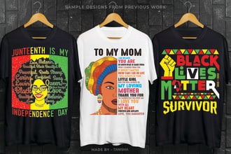 do african american clothing design and t shirt illustration for merch by amazon