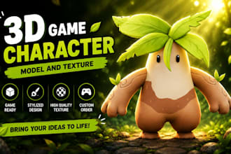 create stylized 3d game character model and texture