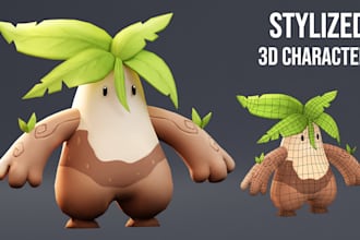 create stylized 3d game character model and texture