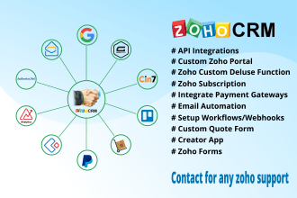 develop any task related to zoho crm,books and subscription