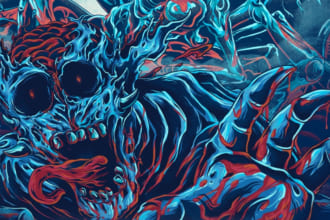 create dark illustration hand drawing with my original style
