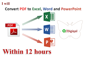 convert PDF to excel or word or powerpoint in 12 hours