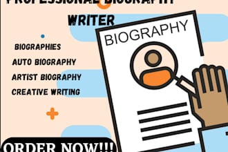 craft a perfect biography, dj bio, resume, CV, or linkedin bio profile