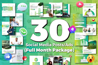 create 30 unique social media posts designs for whole month
