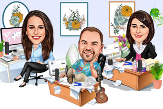 draw corporate business office caricature boss cartoon