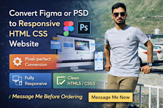 convert figma or PSD to responsive HTML CSS website