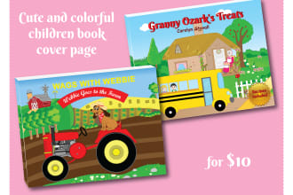 draw cute and colorful children book cover page