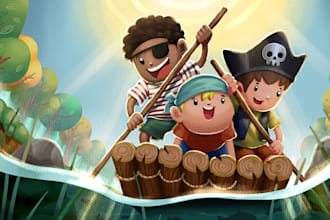 create awesome children story book illustration and cover