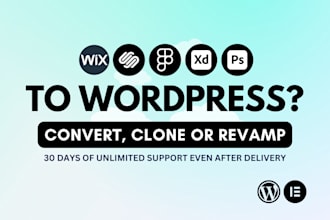 clone convert transfer squarespace wix figma to wordpress SEO