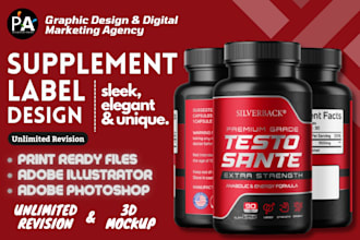 do product label design, bottle label and supplement label design