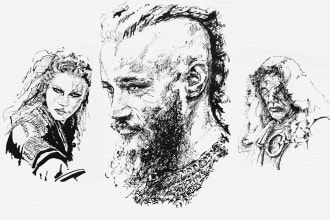 sketch your portrait in detailed line art style