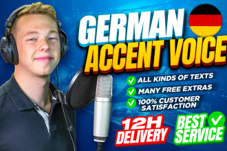 record an english or french voice over with german accent