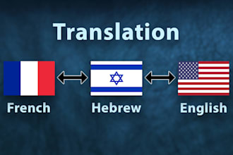 translate english, hebrew and french