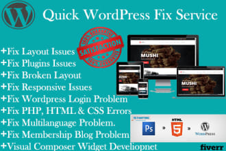 fix wordpress errors or problems or issues within 24 hours
