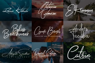 design scripted handwritten signature or font or photography or text logo